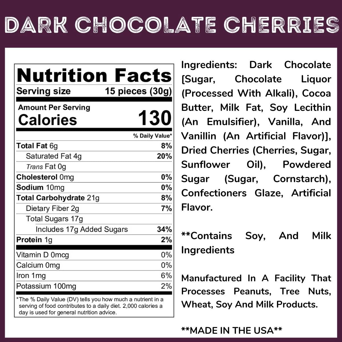Dark Chocolate Covered Cherries 3.5 Lb Tub C229387