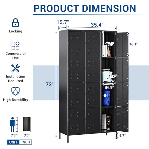 Blue Steel 3 Doors Metal Storage Locker D281024