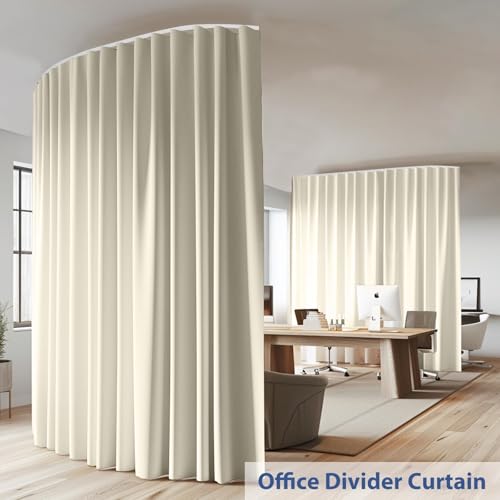 Blackout Room Divider Curtain with White Rail, W8.3 x H7ft T837