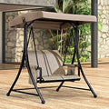 Beige 3-Seat Outdoor Patio Swing with Steel Frame S35196