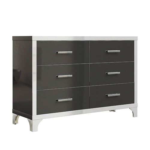 6-Drawer High Gloss Black Dresser W280