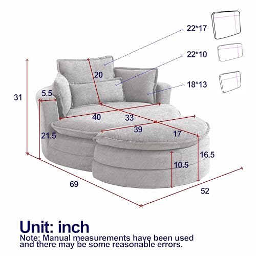 White Sherpa Fabric Swivel Barrel Chair with Storage Ottoman L199
