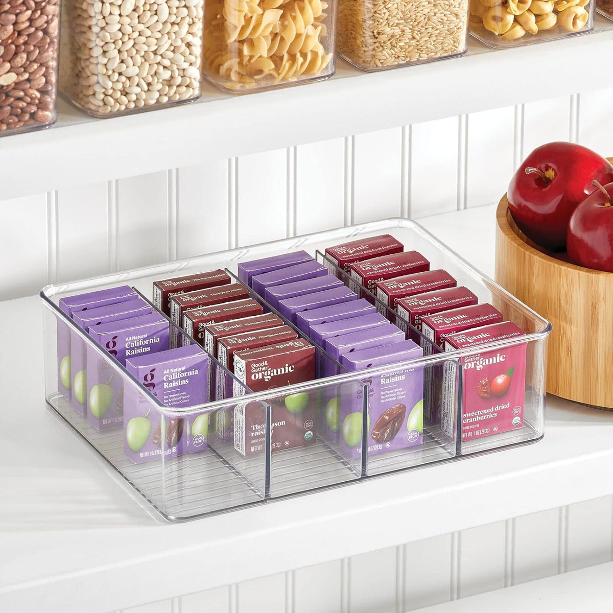 Plastic Stackable Tea Bag Storage Organizer Bin with 4 Divided Compartments, 2 Pack - Clear J6788