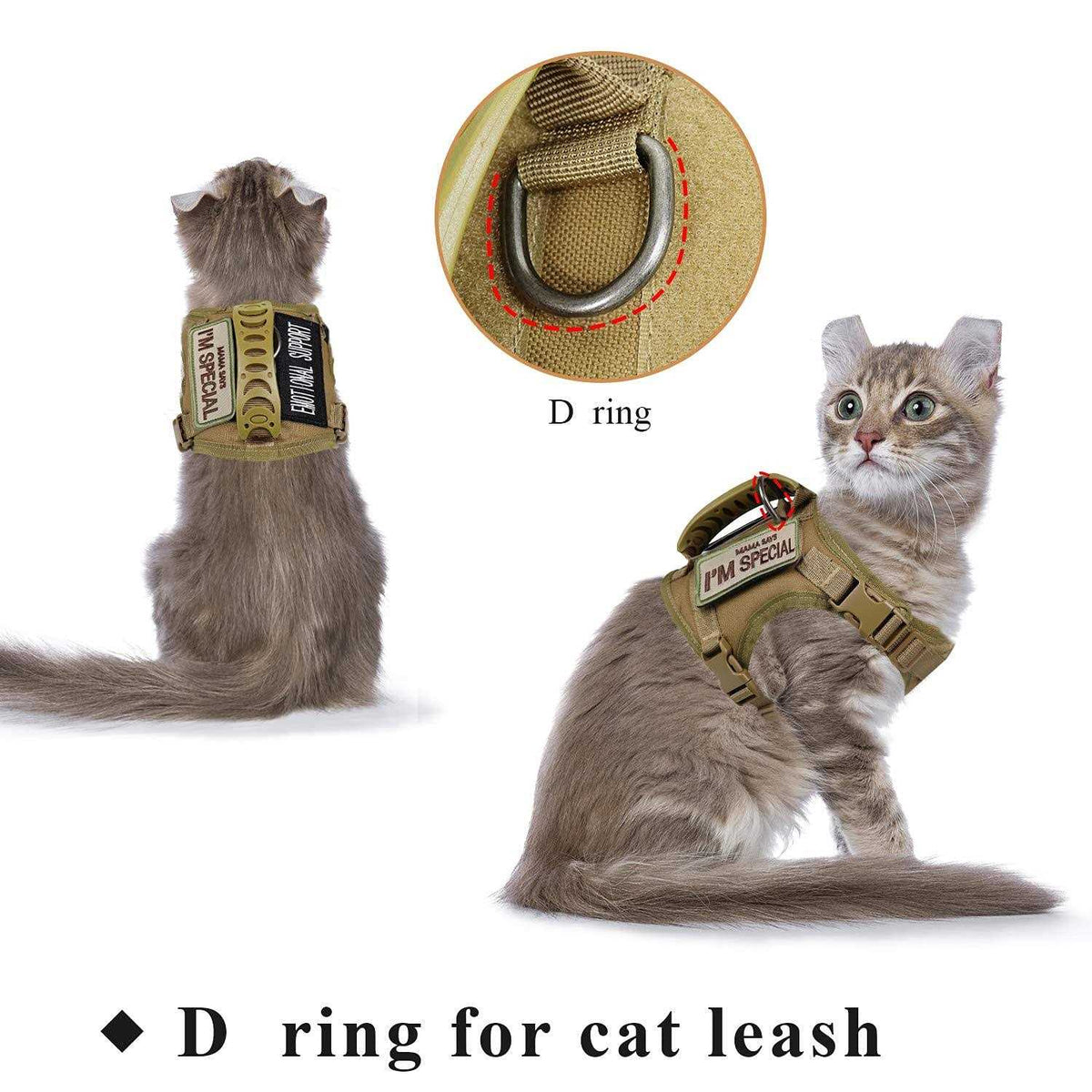 Tactical Cat Harness Soft Mesh Adjustable Pet Vest Harness M93835