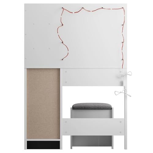 White Vanity Desk with Mirror and Drawer G1102