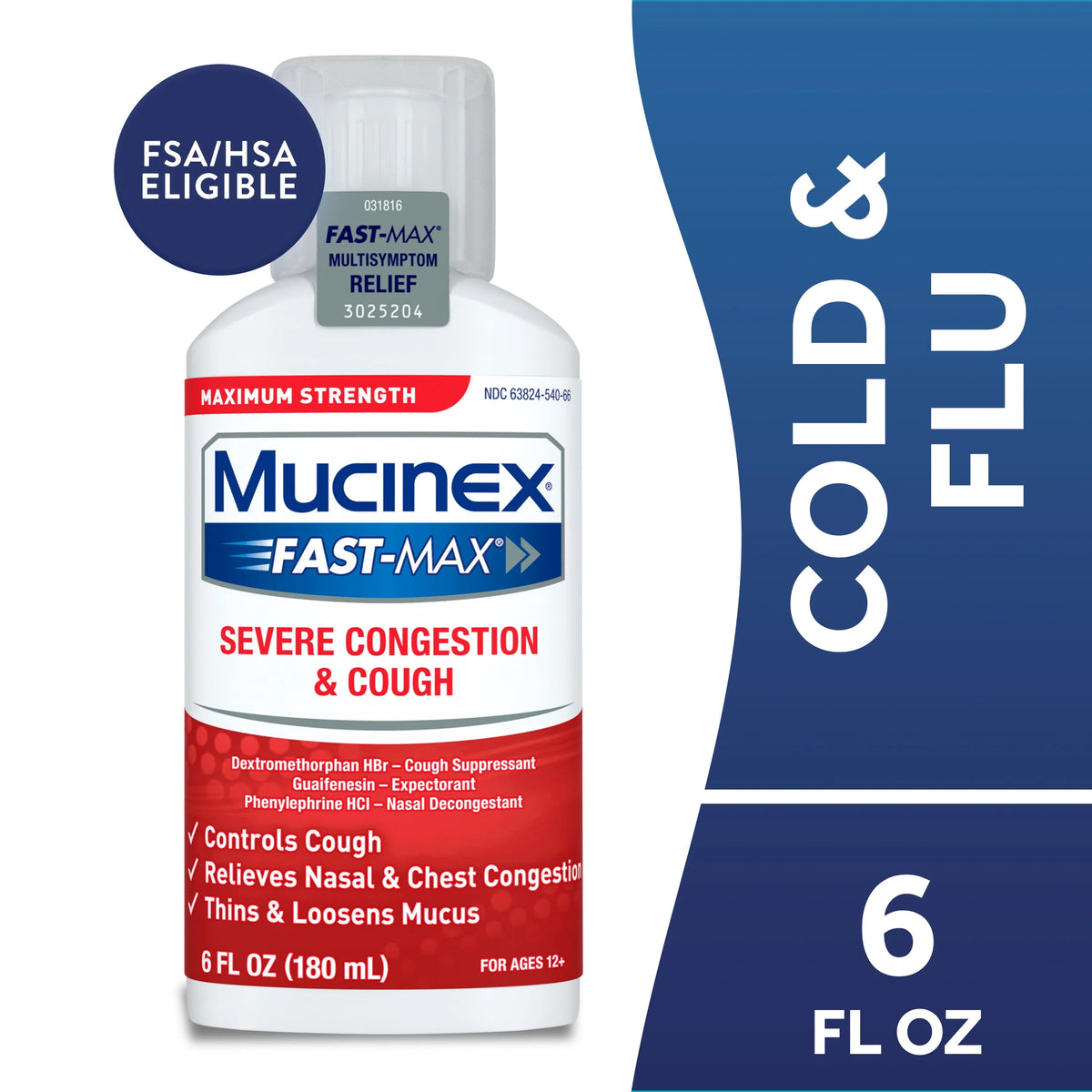 Severe Congestion & Cough Cold and Flu Liquid Medicine, 6 fl oz Q334