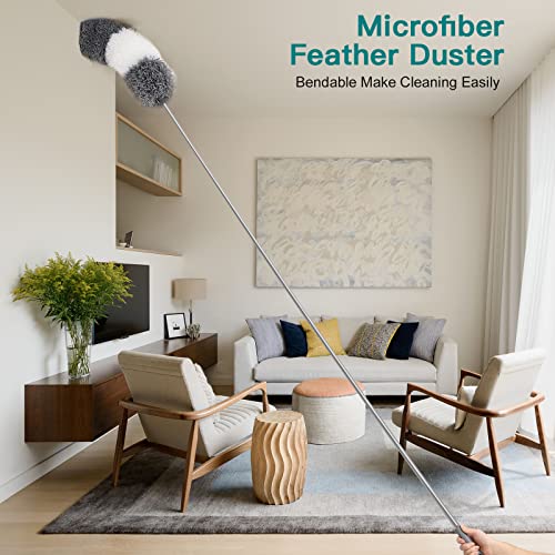 6PCS Microfiber Feather Duster Kits with Long Extension Pole L25625