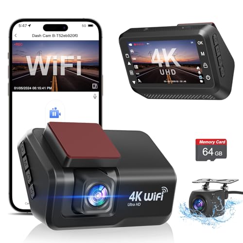 4K+1080P WiFi Dual Dash Cam with 3’’ IPS Screen and 64GB Card L5473