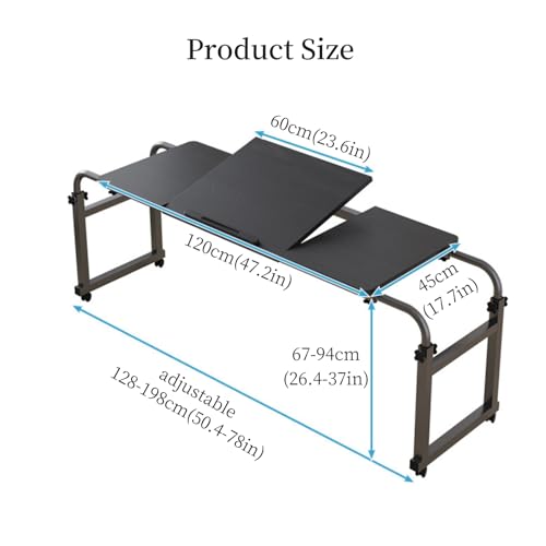 Adjustable Height Black Overbed Table with Wheels O3941