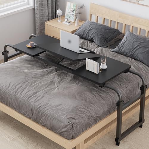Adjustable Height Black Overbed Table with Wheels O3941
