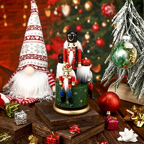 Nutcracker Music Box Wooden Nutcracker Soldier Toy Handmade Nutcracker Figures Christmas Nutcrackers Soldiers Wind up Musical Box Clockwork Christmas Music Box X6870