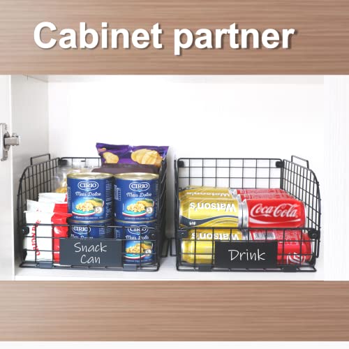 4 Pack 12"x10.4"x7.8" Black Metal Stackable Baskets B251