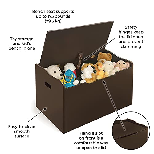 Gray Wooden Toy Box and Storage Bench Seat with Safety Hinge J2423