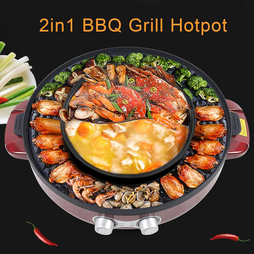 2 in 1 Electric Grill and Hot Pot with Nonstick Coating R778747