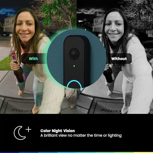 Black 2K Video Doorbell with Battery/Wired G7216