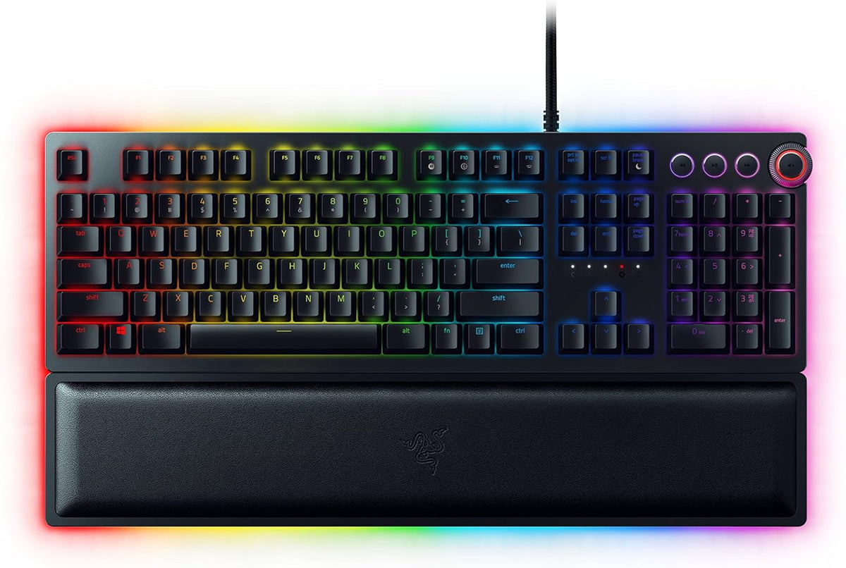 Linear Optical Gaming Keyboard with Chroma RGB Lighting and Magnetic Plush Wrist Rest J48120