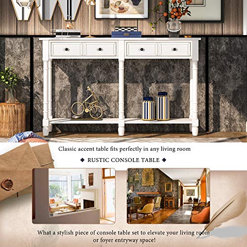 Espresso Wood Narrow Console Table with Drawers and Bottom Shelf Q319