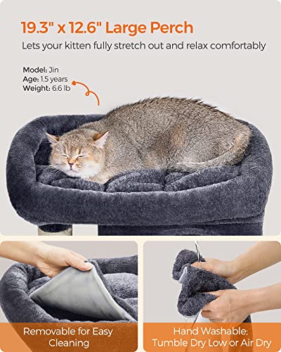 Light Gray Cat Tree with 2 Cat Caves and Scratching Post U638