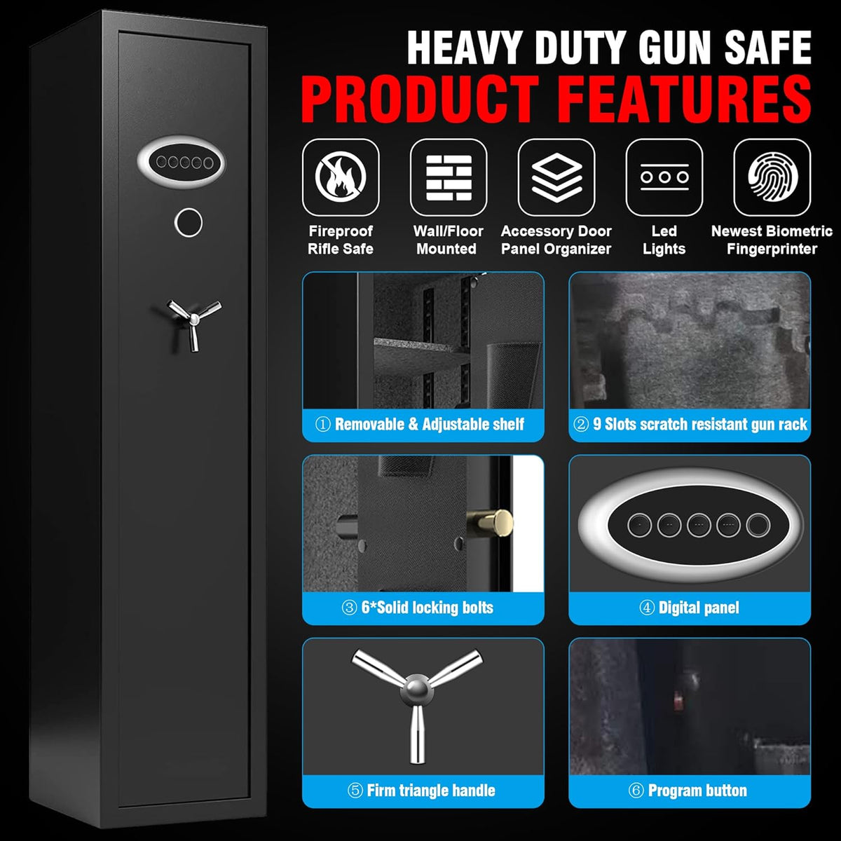 Extra Large Heavy Duty Gun Safe with Removable Gun Rack R3473