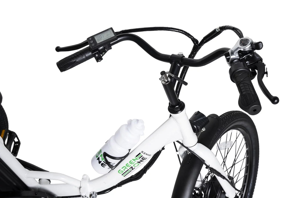 24" Electric Folding Tricycle, 7-Speed, 3 Wheels, 350W Motor, Black & White O926