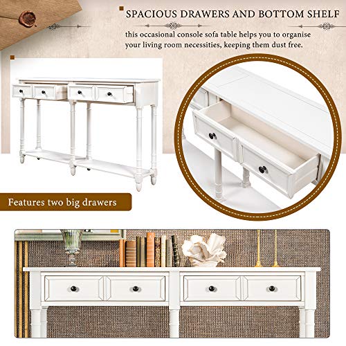 Espresso Wood Narrow Console Table with Drawers and Bottom Shelf Q319