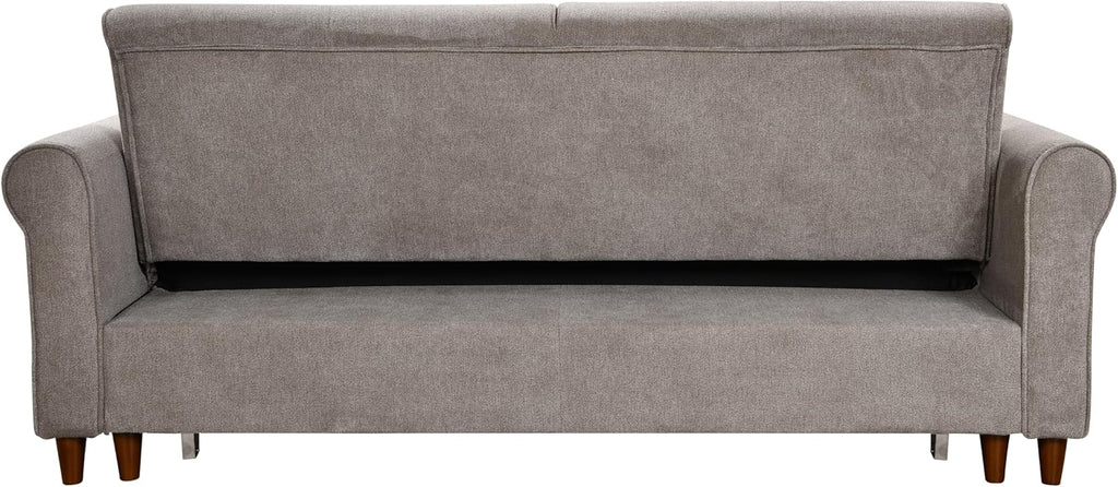 Brown Fabric Convertible Sleeper Sofa Bed with Pullout Bed and 2 Pillows X960