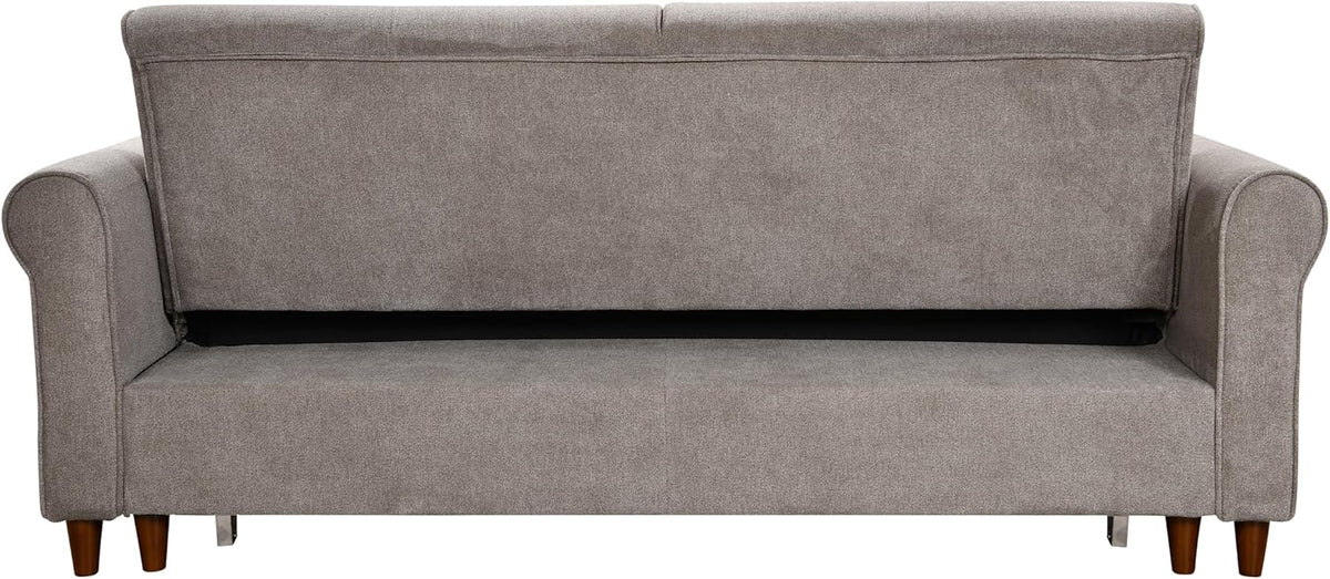 Brown Fabric Convertible Sleeper Sofa Bed with Pullout Bed and 2 Pillows X960