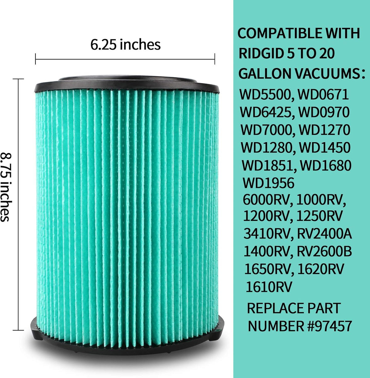 5-Layer Filter for Wet Dry Vac (2 Filters 4 Bags) B395362