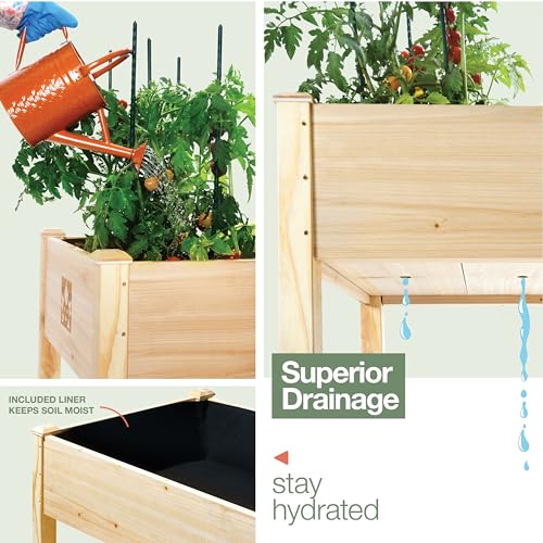 Natural Cedar Wood Elevated Raised Garden Bed 48x24x30 C864