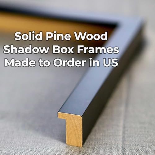 Charcoal Black Solid Wood Shadow Box Picture Frame with UV Acrylic I1448