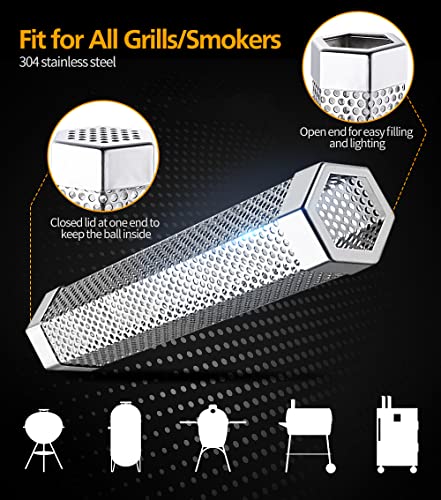 6" & 12" Stainless Steel Smoker Tube Set with Brush and 2 Hooks W746968