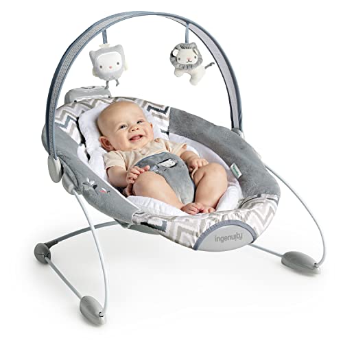 Automatic Baby Bouncer Seat with White Noise, Music, Toy Bar & 2 Plush Infant Toys, Up to 20 lbs I88321