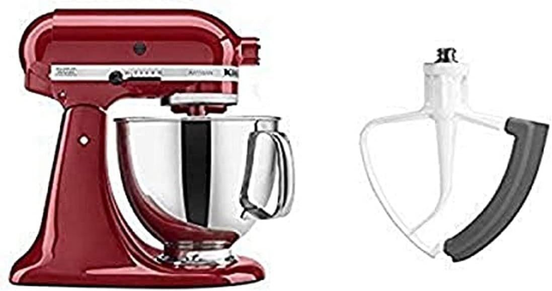 5-Quart Empire Red Tilt-Head Stand Mixer with Pouring Shield and Flex Edge Beater Bundle G5763