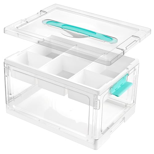 24 QT Clear Plastic Craft Organizers and Storage Box with Removable Trays and Dividers P648463
