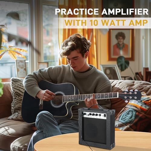 Black Full-Size Acoustic Electric Guitar with Amp P20702