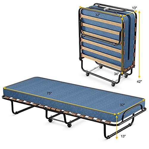 Blue Folding Bed with 3" Mattress N2291