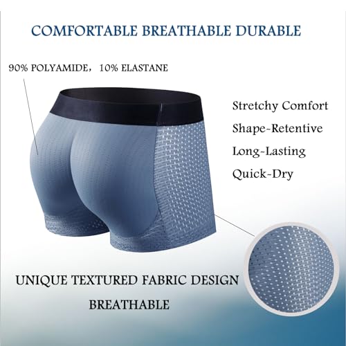 Mens Mesh Shapewear Boxer Briefs with Butt Enhancing Pads O87889