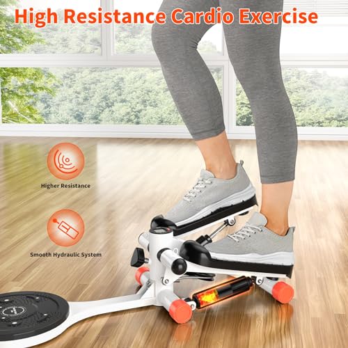 Mini Twist Stepper with Resistance Bands, 330LBS Weight Capacity, Adjustable Twist Table, LCD Monitor D527