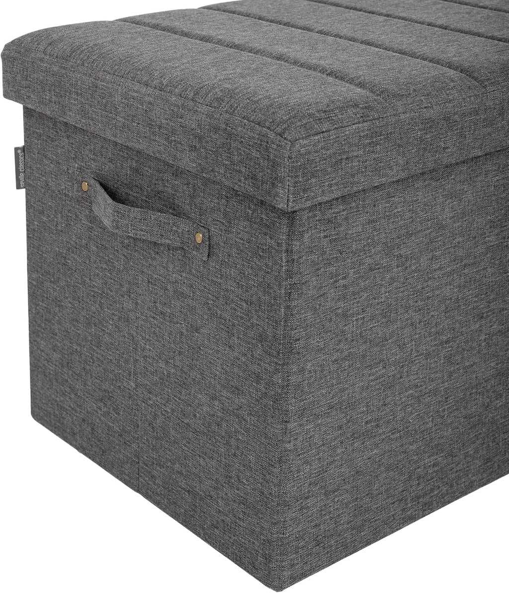 Foldable Tufted Storage Bench Ottoman, Gray R5724