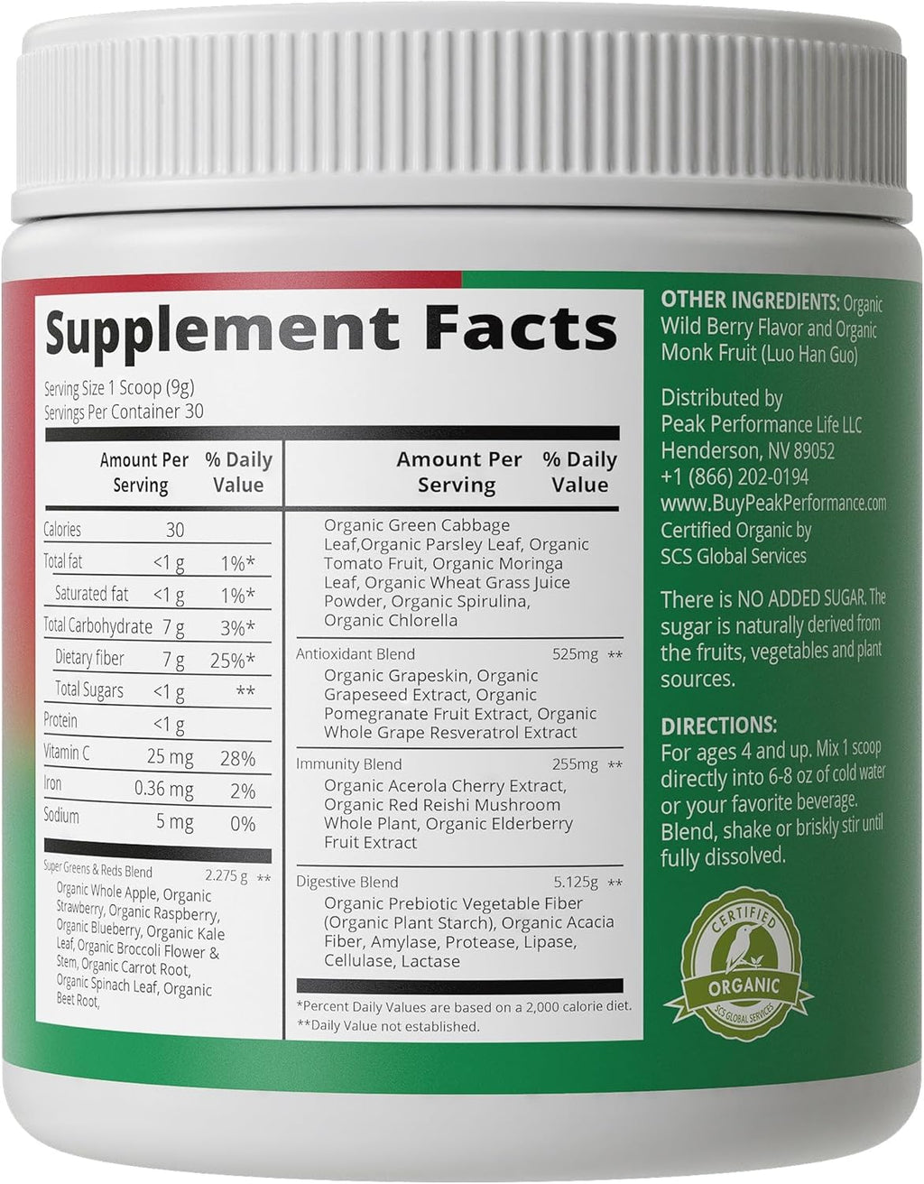 Organic Vegan Superfood Powder with 25+ Fruits and Vegetables X458791
