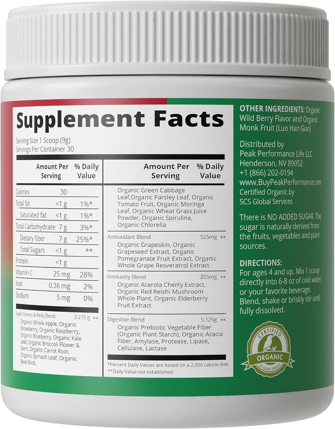 Organic Vegan Superfood Powder with 25+ Fruits and Vegetables X458791