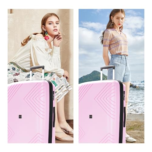3 Piece Hardside Expandable Luggage Set with Wheels TSA Lock Light Pink X2796