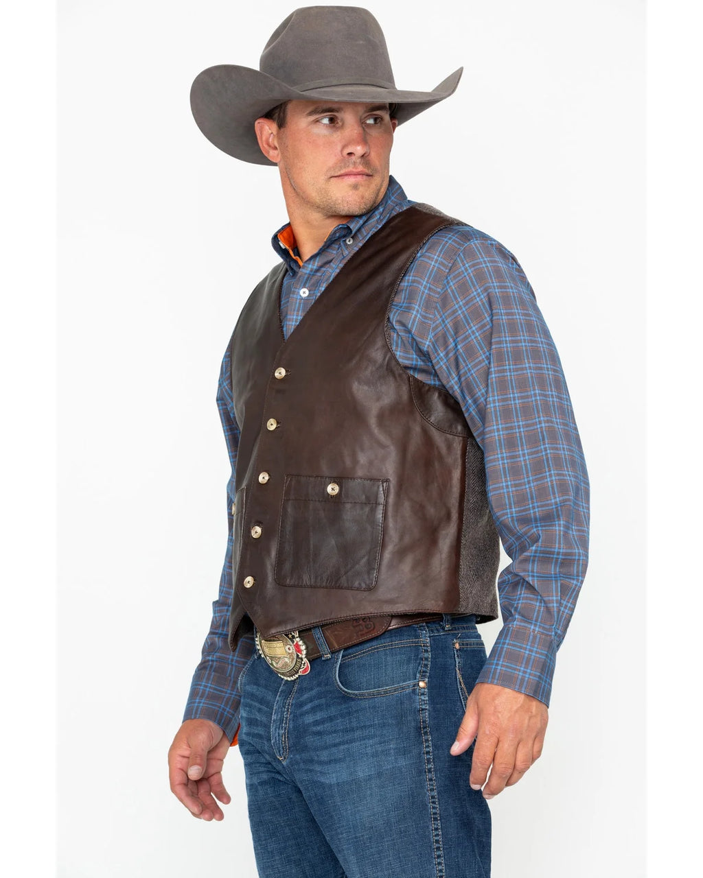 Brown Large Button Pocket Vest F58413