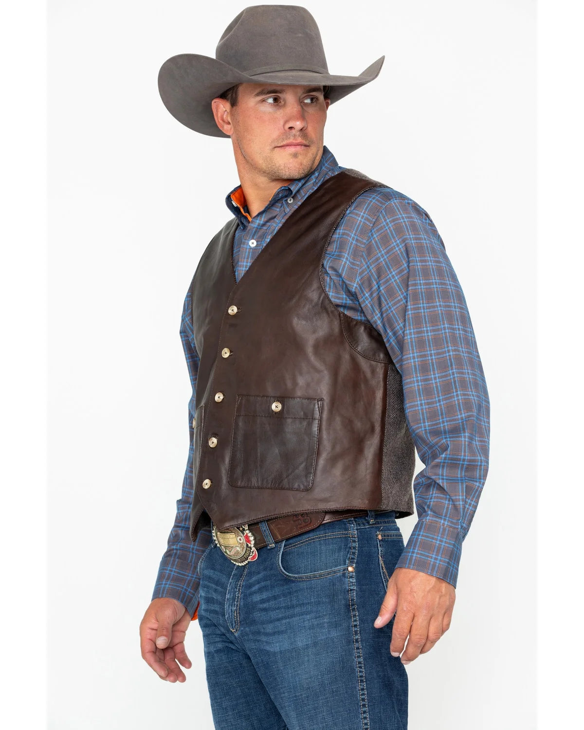 Brown Large Button Pocket Vest F58413