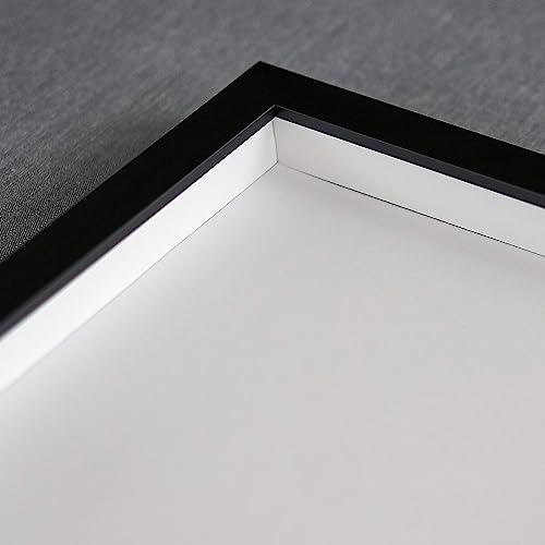 Charcoal Black Solid Wood Shadow Box Picture Frame with UV Acrylic I1448