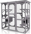 Large Cat House Outdoor Cat Enclosure with Door, Platform & Small House P558736