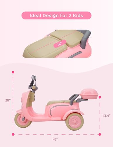 Pink 3 Wheel 12V Electric Ride On Scooter with Storage Compartments C987732