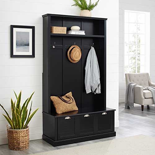 White Hall Tree with Storage Drawer J915