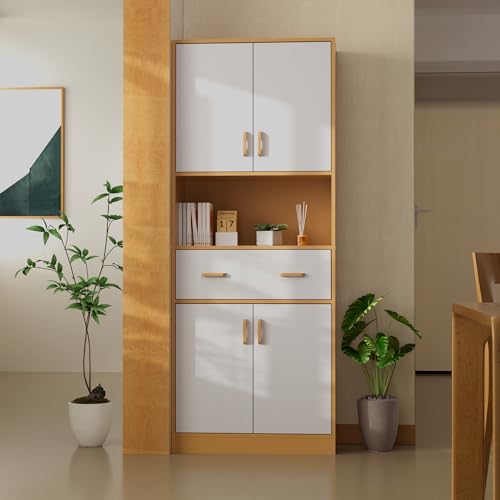 70" Tall Wooden Kitchen Pantry Cabinet with Doors and Drawer S2762