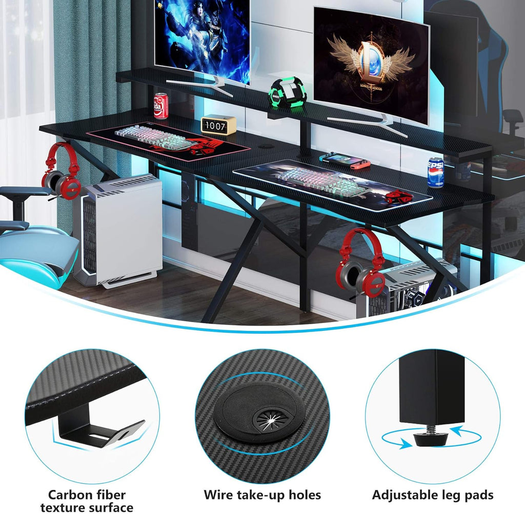 78 inches Double Computer Desk with Hutch Monitor Shelf N56719